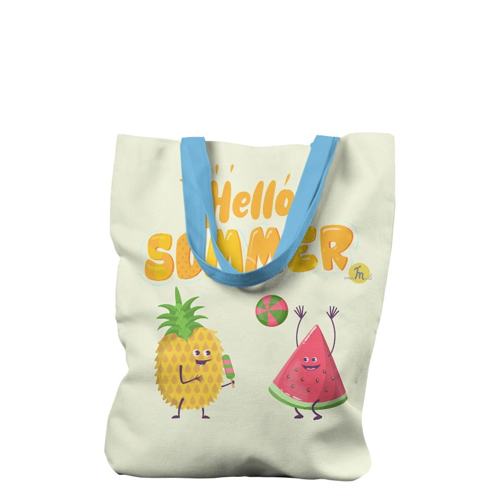 Alaplaya | Geantă de plajă căptușită MuleWear Hello Summer Ananas și Pepene Roșu