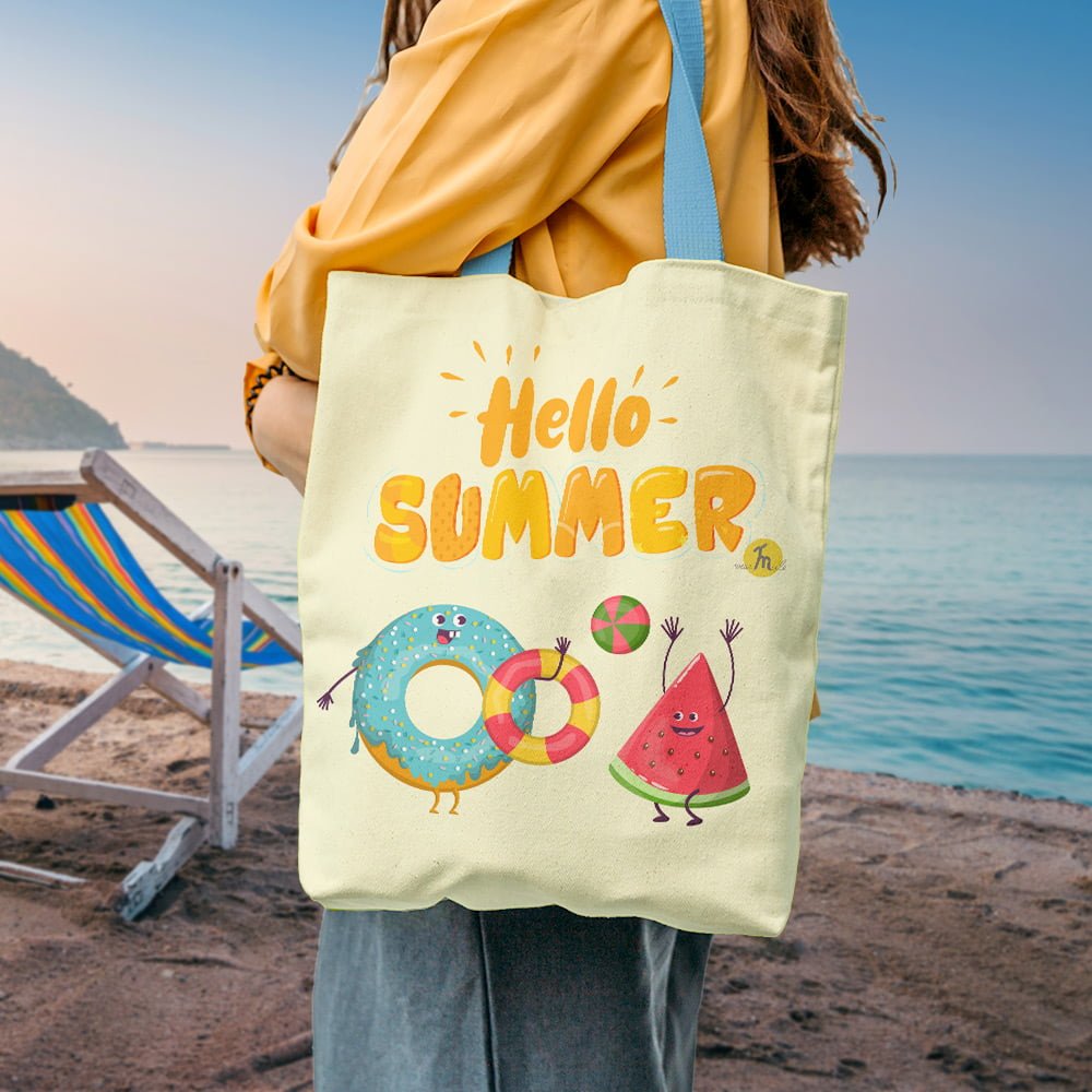 Alaplaya | Geantă de plajă căptușită MuleWear Hello Summer Gogoașă și Pepene Roșu