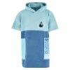 Poncho plaja copii din bumbac, culoare albastru deschis, albastru inchis