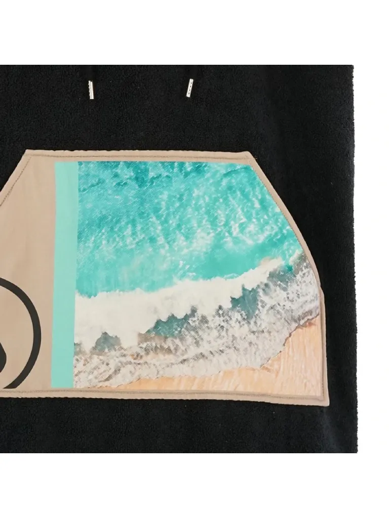 Poncho plaja dama colorat, pentru plaja, scuba sau surfing, culoare crem, negru, albastru deschis