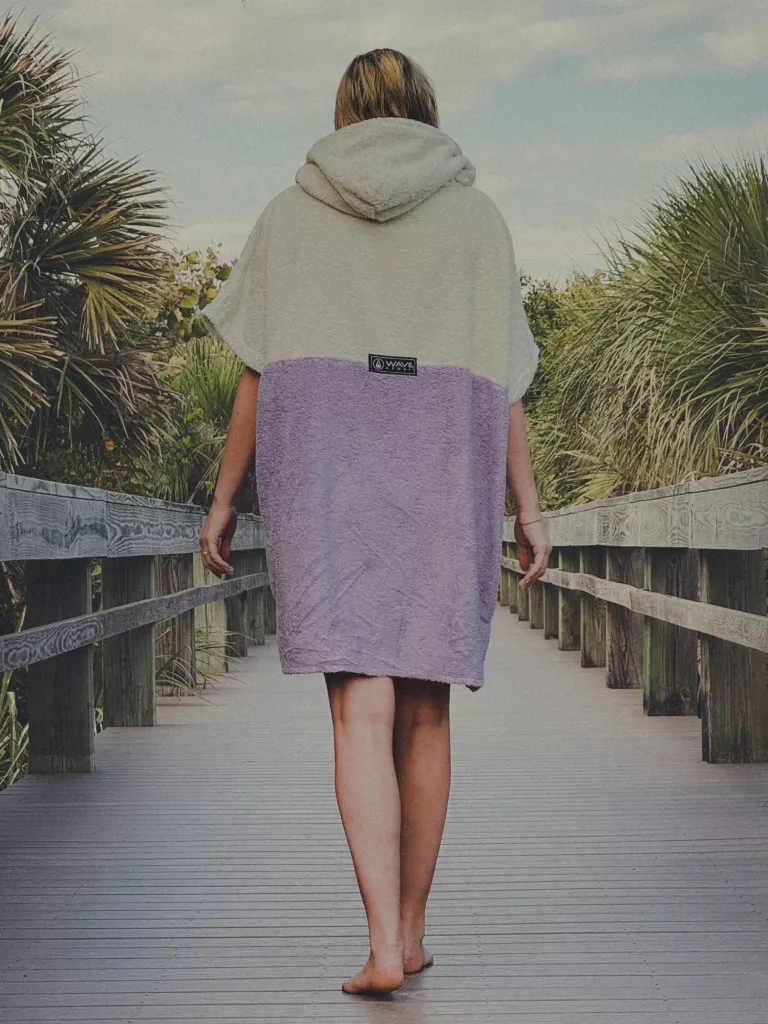 Alternative view of Poncho de plajă Wave Hawaii Poncho Peniche, 95% Bumbac, 5% Poliester, S-XL, Mov, Alb