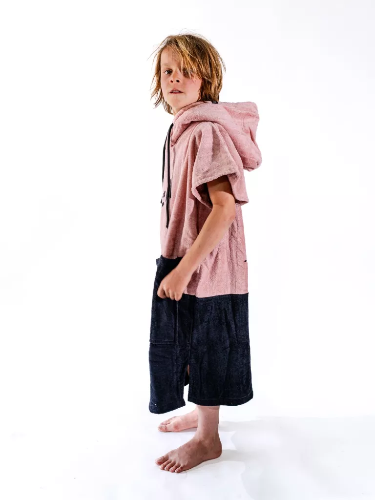 Poncho de plajă copii All-In V Poncho Kid Kai Surf, 100% Bumbac, S-XL, Roz, Negru, 6-9 ani - Image 3