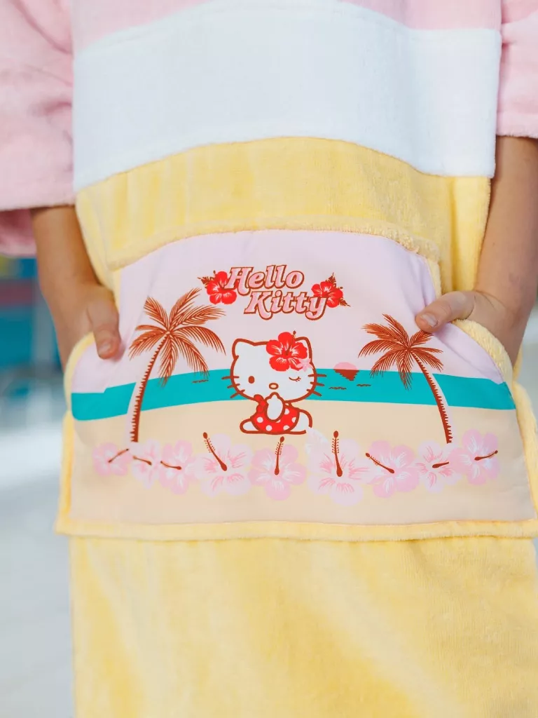 Alternative view of Poncho de plajă Wave Hawaii Hello Kitty, 100% Bumbac, S, Galben, Alb, Roz