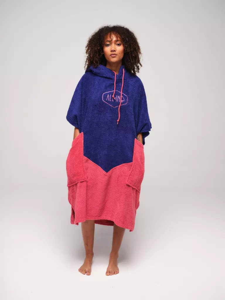 Poncho de plajă All-In V Poncho Spectrum Rose, 100% Bumbac, S-XL, Albastru, Roz